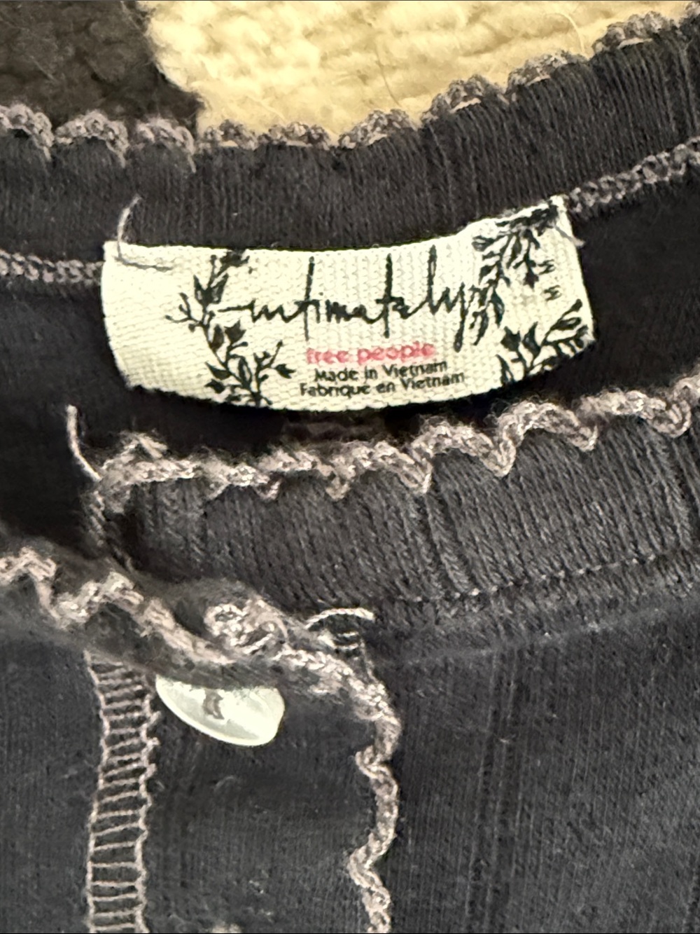 Free People Black Ribbed Button-Front Tank - Picture 2 of 3